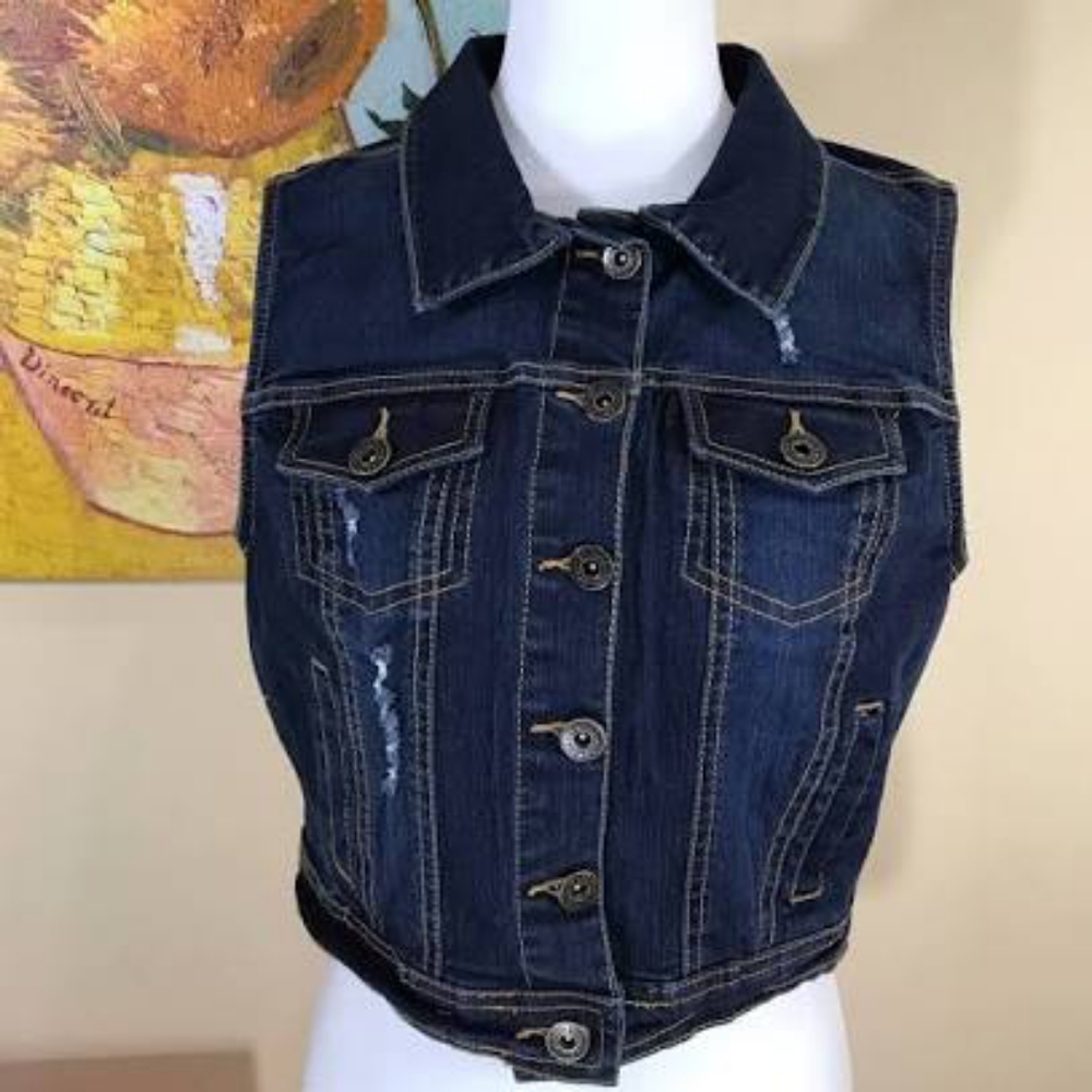 Dark denim vest